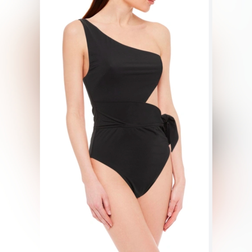 Zimmermann Black One-Shoulder Cutout One-Piece Swimsuit